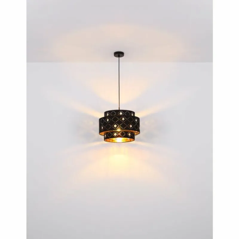 Lampes En Tissu-Luminaires Globo Lighting Suspension Globo ABBEY Noir, 1 lumière