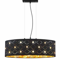 Lampes En Tissu-Luminaires Globo Lighting Suspension Globo ABBEY Noir, 3 lumières