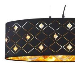 Lampes En Tissu-Luminaires Globo Lighting Suspension Globo ABBEY Noir, 3 lumières