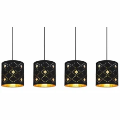 Lampes En Tissu-Luminaires Globo Lighting Suspension Globo ABBEY Noir, 4 lumières