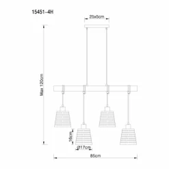 Luminaires Scandinaves-Luminaires Globo Lighting Suspension Globo ABLONA Noir, 4 lumières