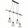 Luminaires Scandinaves-Luminaires Globo Lighting Suspension Globo ADA Bois clair, Noir, 4 lumières