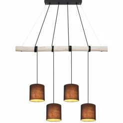 Luminaires Scandinaves-Luminaires Globo Lighting Suspension Globo ADA Bois clair, Noir, 4 lumières