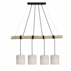 Luminaires Scandinaves-Luminaires Globo Lighting Suspension Globo ADA Bois clair, Noir, 4 lumières