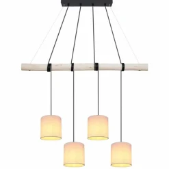 Luminaires Scandinaves-Luminaires Globo Lighting Suspension Globo ADA Bois clair, Noir, 4 lumières