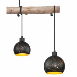 Lampes Dorées-Luminaires Globo Lighting Suspension Globo ADAJA Bois clair, Noir, 4 lumières