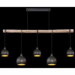 Luminaires Scandinaves-Luminaires Globo Lighting Suspension Globo ADAJA Bois clair, Noir, 5 lumières