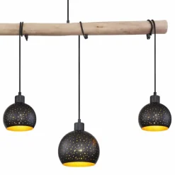 Luminaires Scandinaves-Luminaires Globo Lighting Suspension Globo ADAJA Bois clair, Noir, 5 lumières