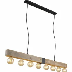 Lampes En Bois-Luminaires Globo Lighting Suspension Globo ADALIE Écru, Noir, 8 lumières