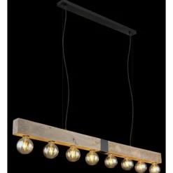 Lampes En Bois-Luminaires Globo Lighting Suspension Globo ADALIE Écru, Noir, 8 lumières