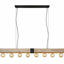 Lampes En Bois-Luminaires Globo Lighting Suspension Globo ADALIE Écru, Noir, 8 lumières