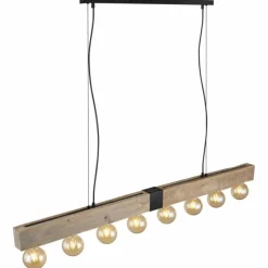 Lampes En Bois-Luminaires Globo Lighting Suspension Globo ADALIE Écru, Noir, 8 lumières