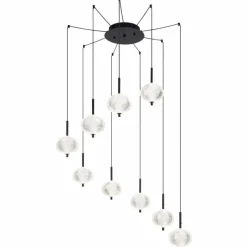 Luminaires Globo Lighting Suspension Globo AIDA LED Noir, 9 lumières* Suspensions