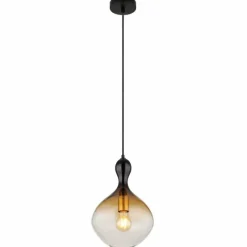 Suspension Verre Fumé-Luminaires Globo Lighting Suspension Globo ALADDIN Noir, 1 lumière