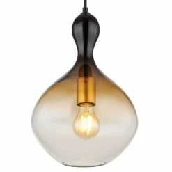 Suspension Verre Fumé-Luminaires Globo Lighting Suspension Globo ALADDIN Noir, 1 lumière