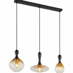 Suspension Verre Fumé-Luminaires Globo Lighting Suspension Globo ALADDIN Noir, 3 lumières