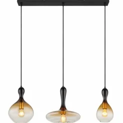 Suspension Verre Fumé-Luminaires Globo Lighting Suspension Globo ALADDIN Noir, 3 lumières
