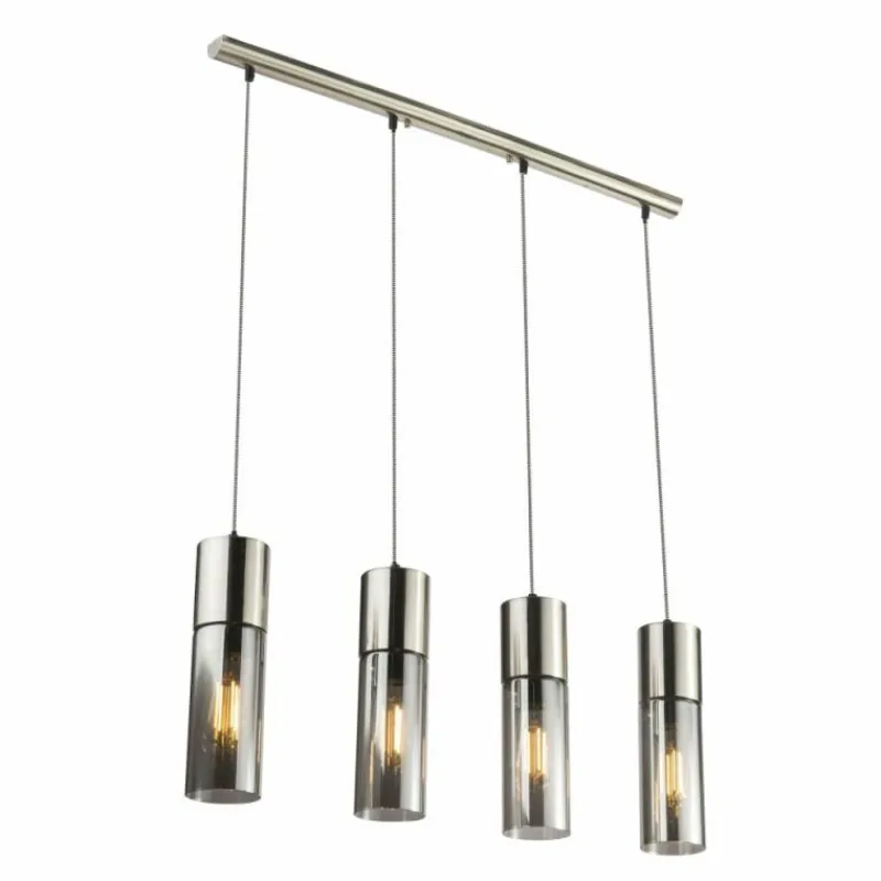 Suspension Verre Fumé-Luminaires Globo Lighting Suspension Globo ANNIKA Nickel mat, 4 lumières