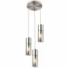 Suspension Verre Fumé-Luminaires Globo Lighting Suspension Globo ANNIKA Nickel mat, 3 lumières