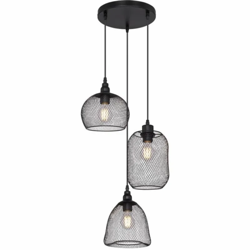 Lampes Industrielles-Luminaires Globo Lighting Suspension Globo ANYA Noir, 3 lumières