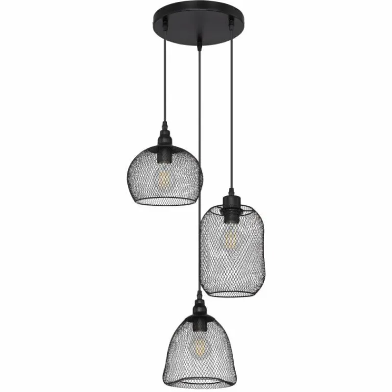 Lampes Industrielles-Luminaires Globo Lighting Suspension Globo ANYA Noir, 3 lumières