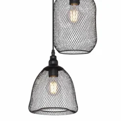 Lampes Industrielles-Luminaires Globo Lighting Suspension Globo ANYA Noir, 3 lumières