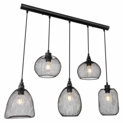 Lampes Industrielles-Luminaires Globo Lighting Suspension Globo ANYA Noir, 5 lumières