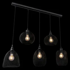 Lampes Industrielles-Luminaires Globo Lighting Suspension Globo ANYA Noir, 5 lumières