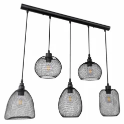 Lampes Industrielles-Luminaires Globo Lighting Suspension Globo ANYA Noir, 5 lumières
