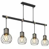 Lampes Dorées-Luminaires Globo Lighting Suspension Globo ARGUSTO Noir, 4 lumières