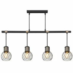 Lampes Dorées-Luminaires Globo Lighting Suspension Globo ARGUSTO Noir, 4 lumières