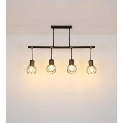 Lampes Dorées-Luminaires Globo Lighting Suspension Globo ARGUSTO Noir, 4 lumières