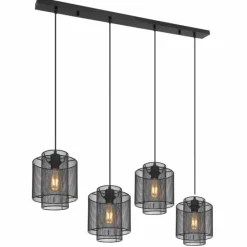 Luminaires Globo Lighting Suspension Globo AUGUSTIN Noir, 4 lumières* Suspensions