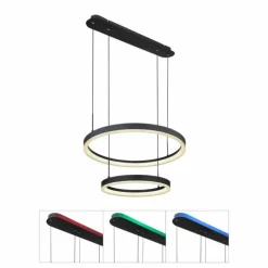 Luminaires Globo Lighting Suspension Globo AUGUSTO LED Or, Noir, 2 lumières, Télécommandes, Changeur de couleurs