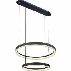 Luminaires Globo Lighting Suspension Globo AUGUSTO LED Or, Noir, 2 lumières, Télécommandes, Changeur de couleurs