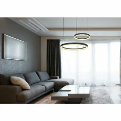 Luminaires Globo Lighting Suspension Globo AUGUSTO LED Or, Noir, 2 lumières, Télécommandes, Changeur de couleurs