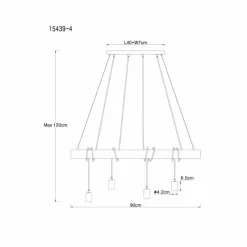 Luminaires Scandinaves-Luminaires Globo Lighting Suspension Globo AUSTON Bois clair, Noir, 4 lumières