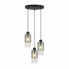 Suspension Verre Fumé-Luminaires Globo Lighting Suspension Globo BACKEY Noir, 3 lumières