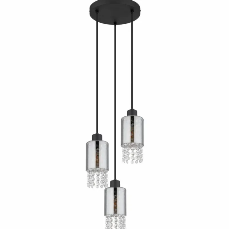 Suspension Verre Fumé-Luminaires Globo Lighting Suspension Globo BACKEY Noir, 3 lumières