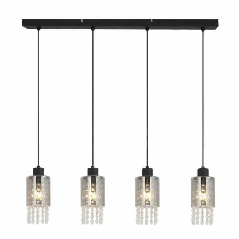 Suspension Verre Fumé-Luminaires Globo Lighting Suspension Globo BACKEY Noir, 4 lumières