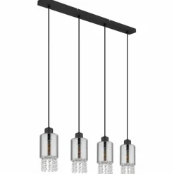 Suspension Verre Fumé-Luminaires Globo Lighting Suspension Globo BACKEY Noir, 4 lumières