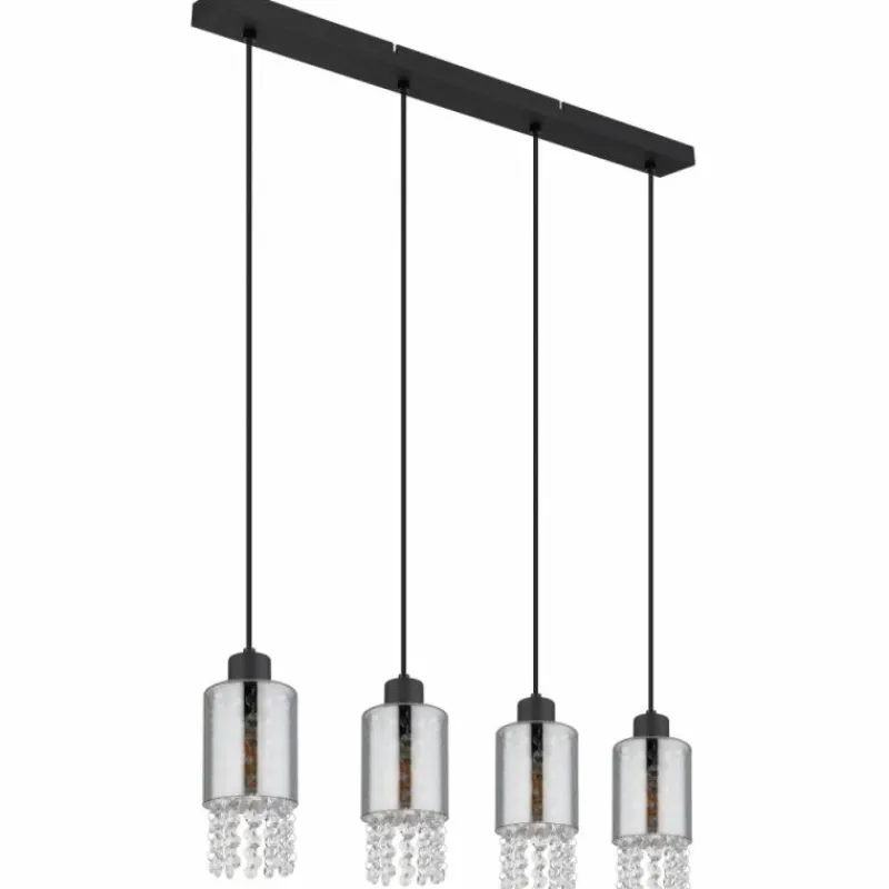 Suspension Verre Fumé-Luminaires Globo Lighting Suspension Globo BACKEY Noir, 4 lumières