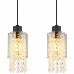 Suspension Verre Fumé-Luminaires Globo Lighting Suspension Globo BACKEY Noir, 4 lumières