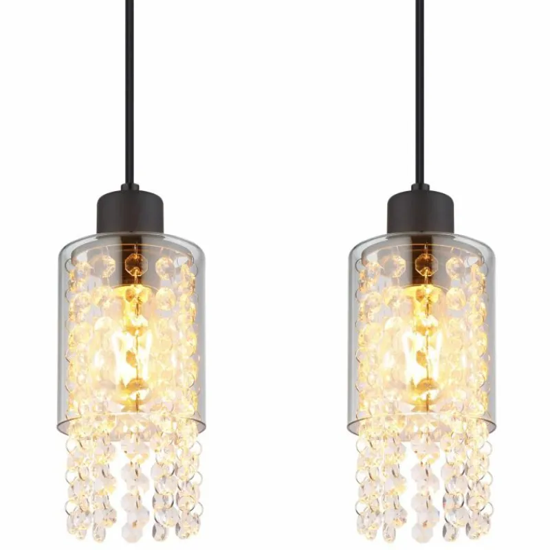 Suspension Verre Fumé-Luminaires Globo Lighting Suspension Globo BACKEY Noir, 4 lumières