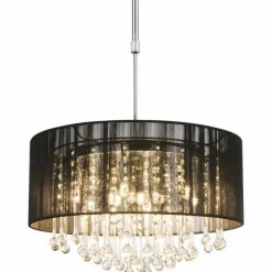 Lampes En Tissu-Luminaires Globo Lighting Suspension Globo Bagana LED Chrome, 12 lumières