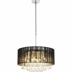 Lampes En Tissu-Luminaires Globo Lighting Suspension Globo Bagana LED Chrome, 12 lumières