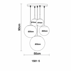 Luminaires Globo Lighting Suspension Globo BALLA Nickel mat, 2 lumières