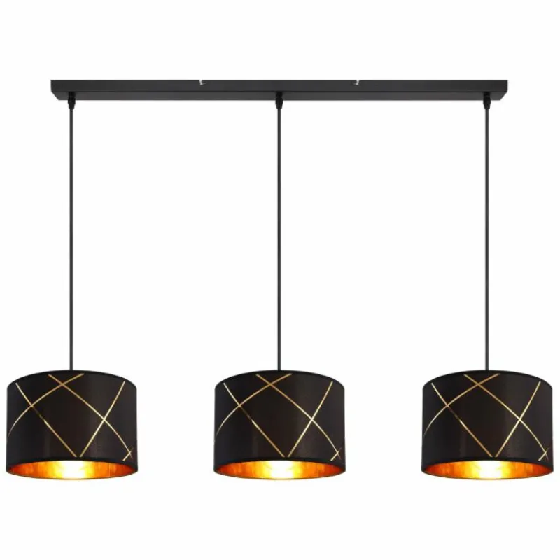 Lampes En Tissu-Luminaires Globo Lighting Suspension Globo BEMMO Noir, 3 lumières