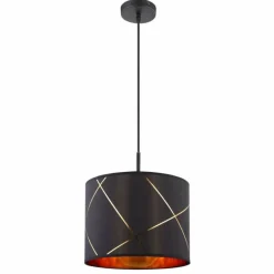 Lampes En Tissu-Luminaires Globo Lighting Suspension Globo BEMMO Noir, 1 lumière