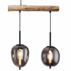 Suspension Verre Fumé-Luminaires Globo Lighting Suspension Globo BLACKY Bois foncé, Noir, 4 lumières